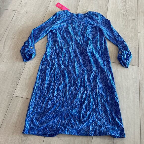 Lilly Pulitzer Fairfax 3/4 Sleeve Dress Alba Blue Easy Peasy Pintucks size xs - Picture 6 of 9